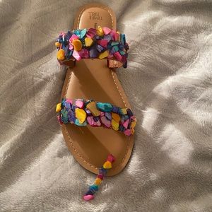 2 Strap Colorful Stone Sandals